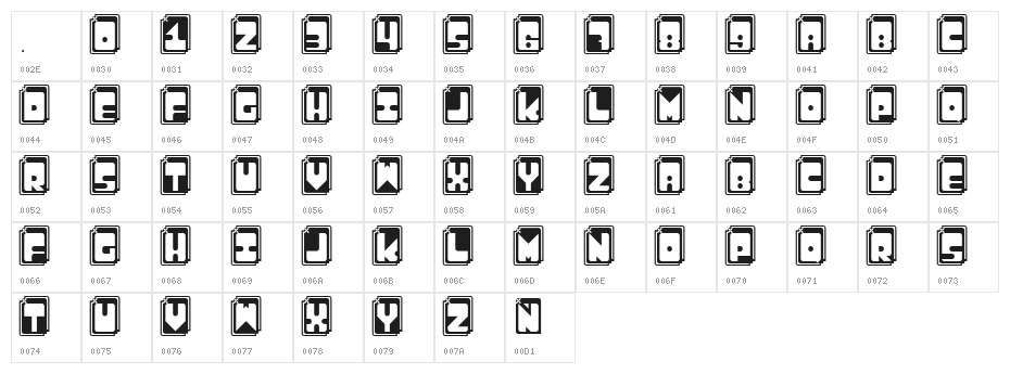 CATY Regular Character Map