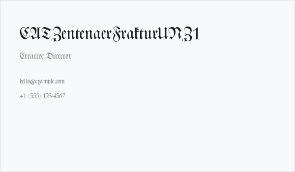 CATZentenaerFrakturUNZ1 Business Card