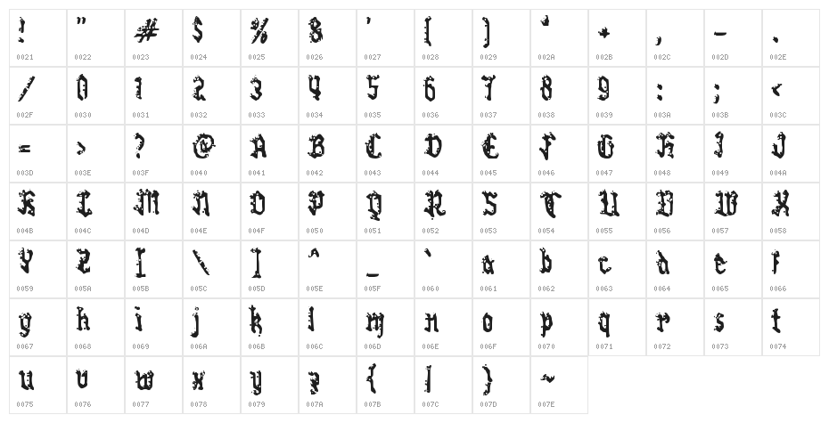 Cabang Berdaun Character Map