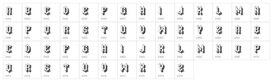 Cabaret Hollow Regular Character Map