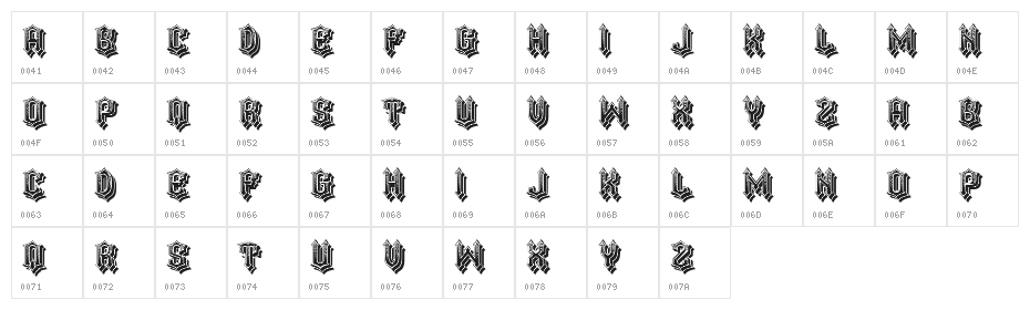 Cabaret Regular Character Map
