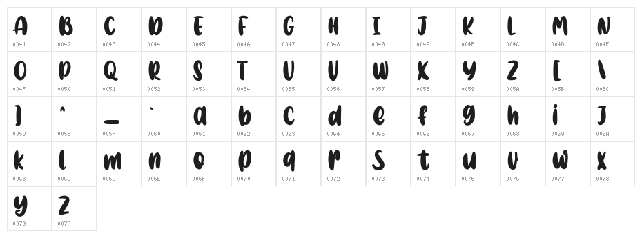 Caberolla Free Regular Character Map