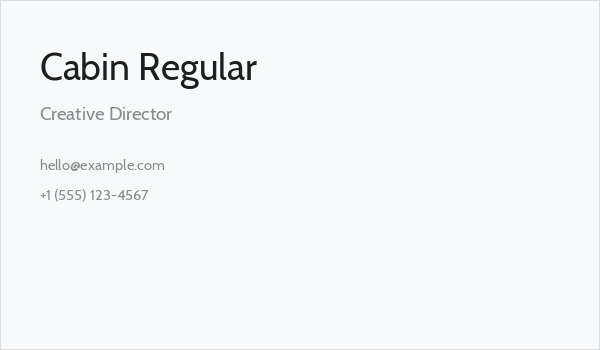 Cabin Regular Business Card