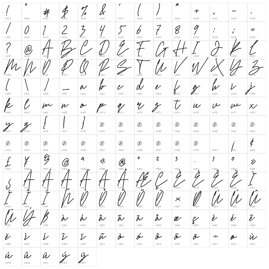 Caffu Rokit's Character Map