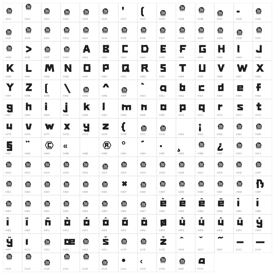 Cagtus Personal Use Character Map