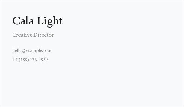 Cala Light Business Card