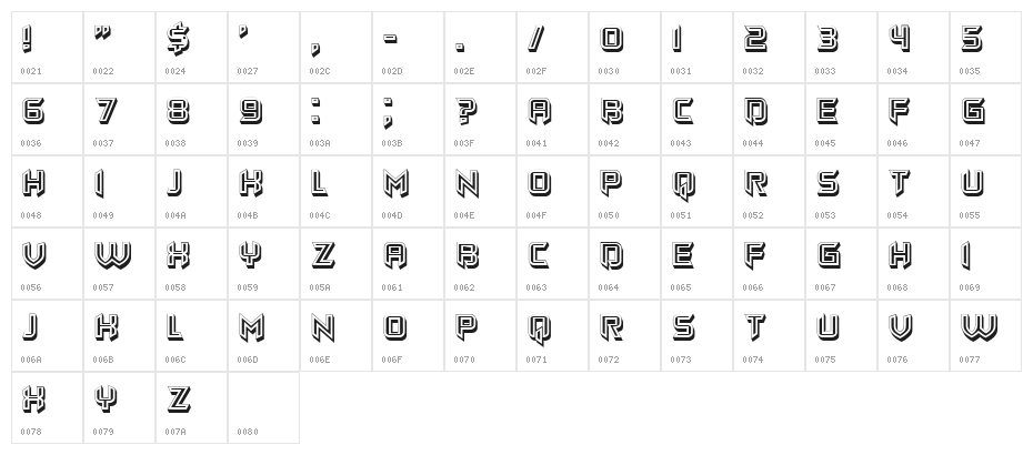 Calamita Regular Character Map