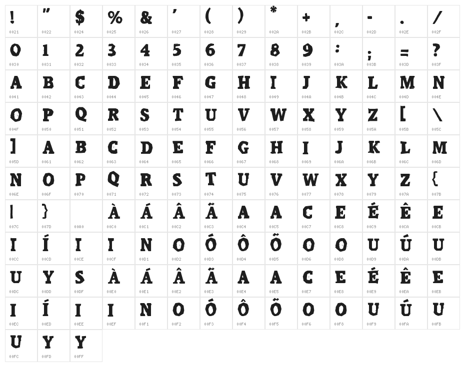 CalangoRevi Character Map