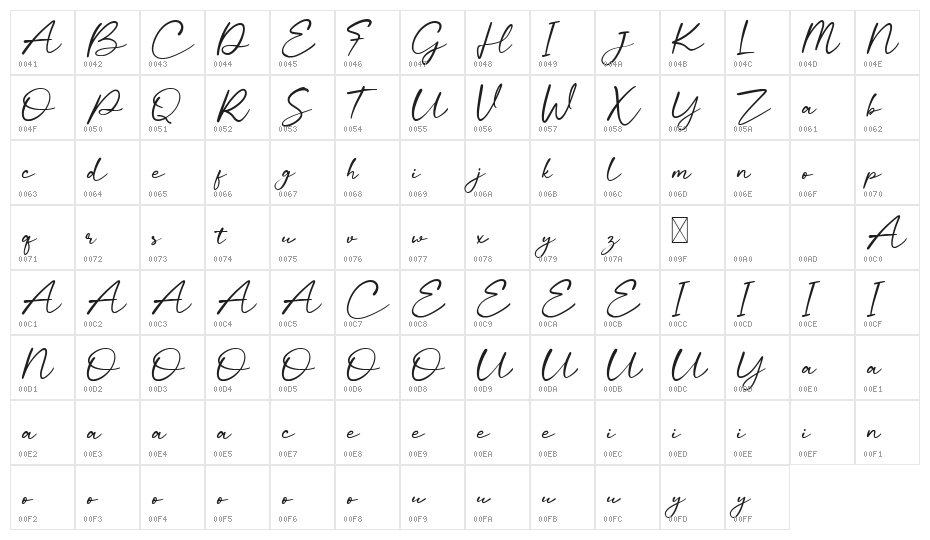 Calaya Free Regular Character Map