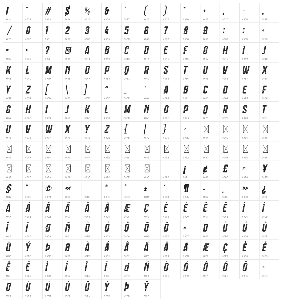 Calcio Italiano Free Personal Use 2 Character Map