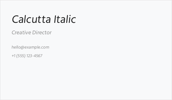 Calcutta Italic Business Card
