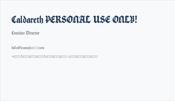 Caldareth PERSONAL USE ONLY! Business Card