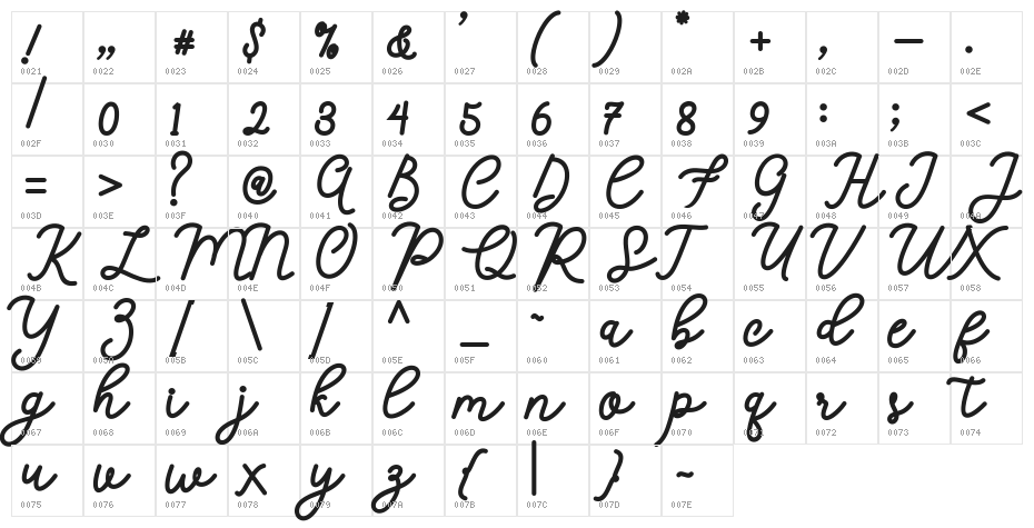 Calega Character Map