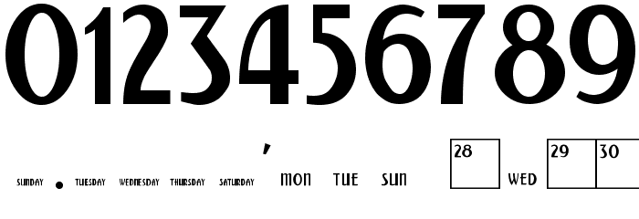 Calendar Normal Font OTHER CHARS