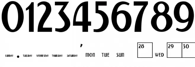 Calendar Normal Font OTHER CHARS