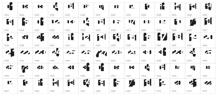 CalendarDigits Character Map