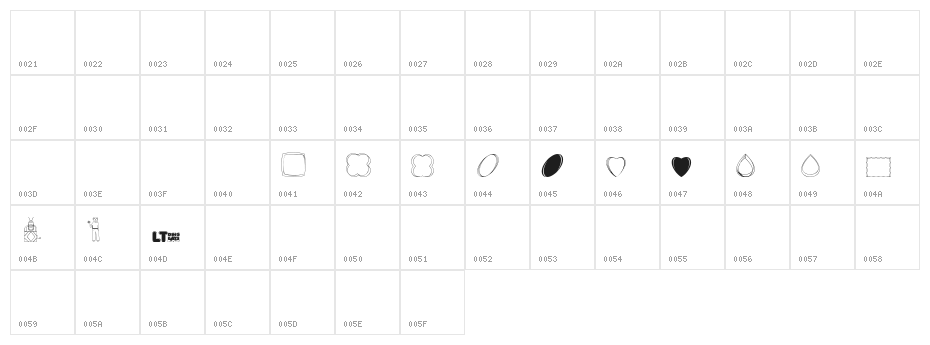 CaliKat's Path Draws LT Character Map