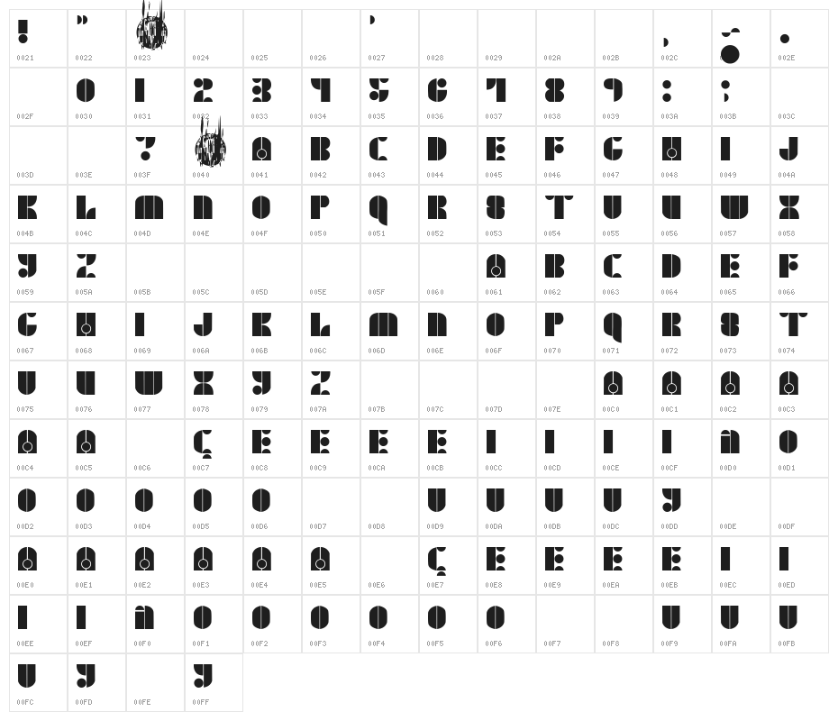 California Dreamin' Character Map