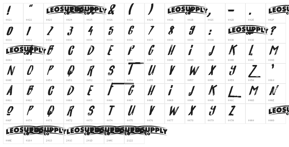 California-Medium Character Map