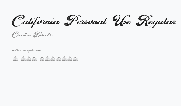 California Personal Use Regular Business Card