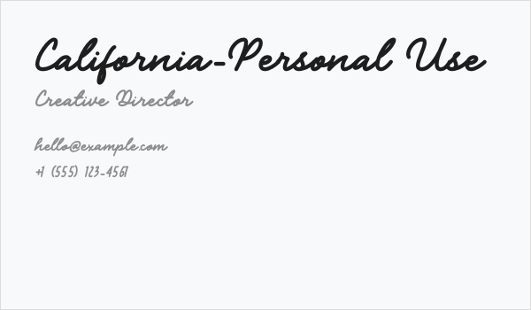California-Personal Use Business Card