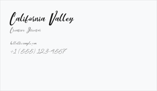 California Valley Business Card