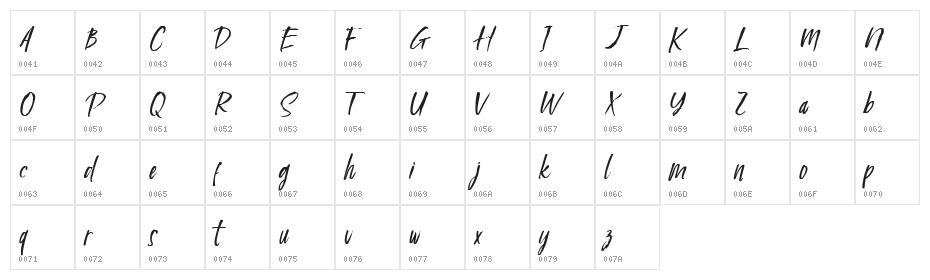Calisatt DEMO Regular Character Map