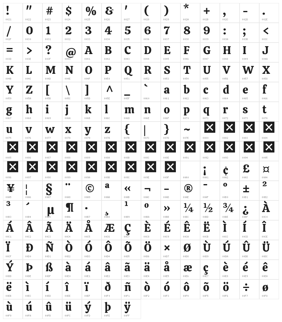 Calistoga Regular Character Map