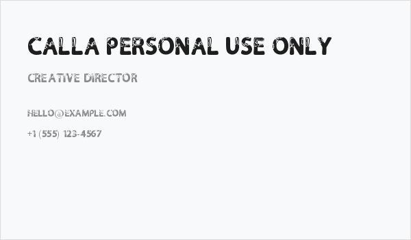 Calla Personal Use Only Business Card
