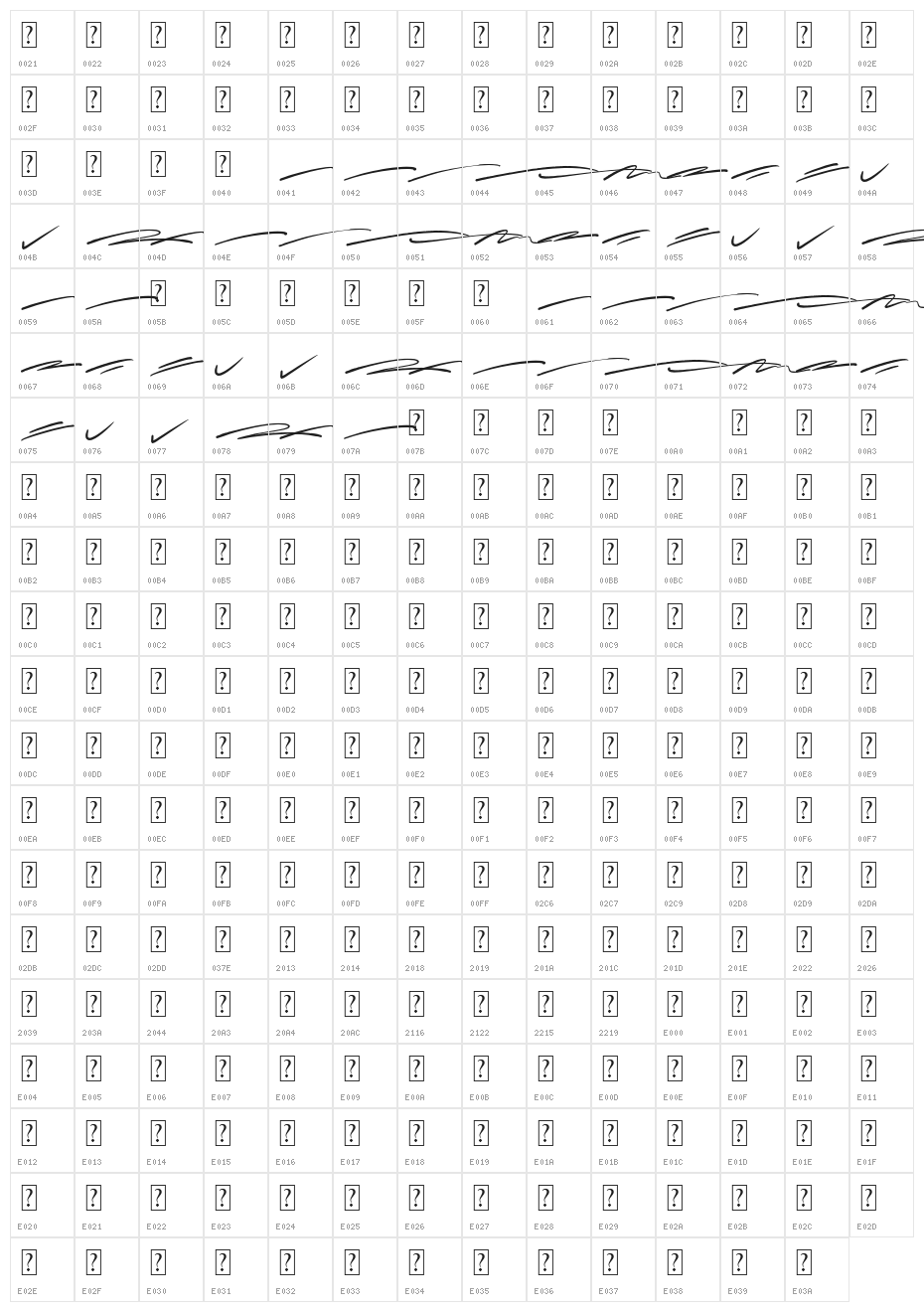 CallestaSwash Character Map