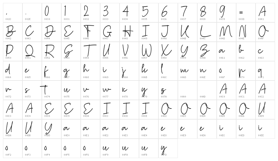 Callien Pooh Regular Character Map