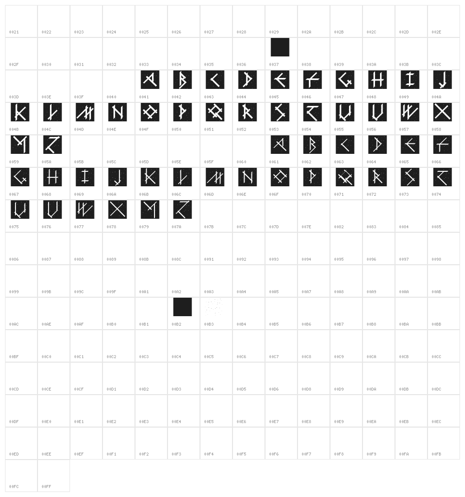 CalligImprovis-BoldPlus Character Map