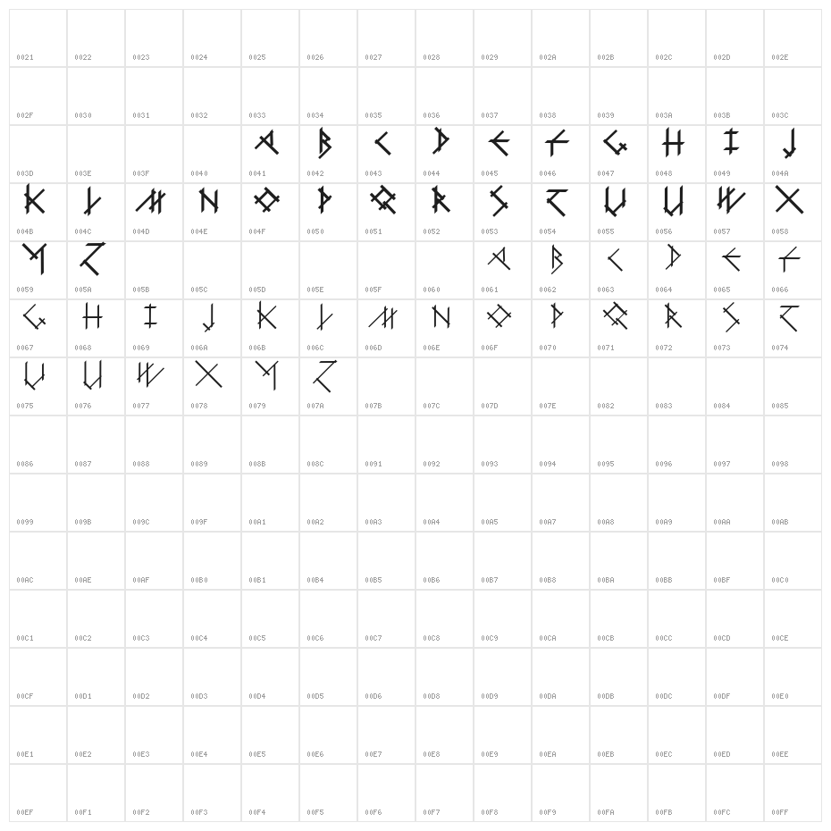 CalligImprovis-Bold Character Map