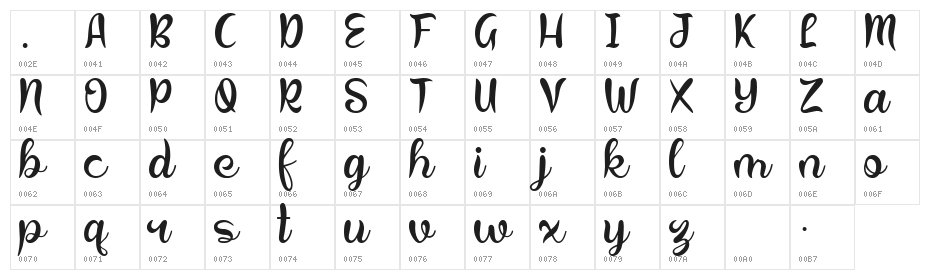 Calligraphy Sunshine Character Map