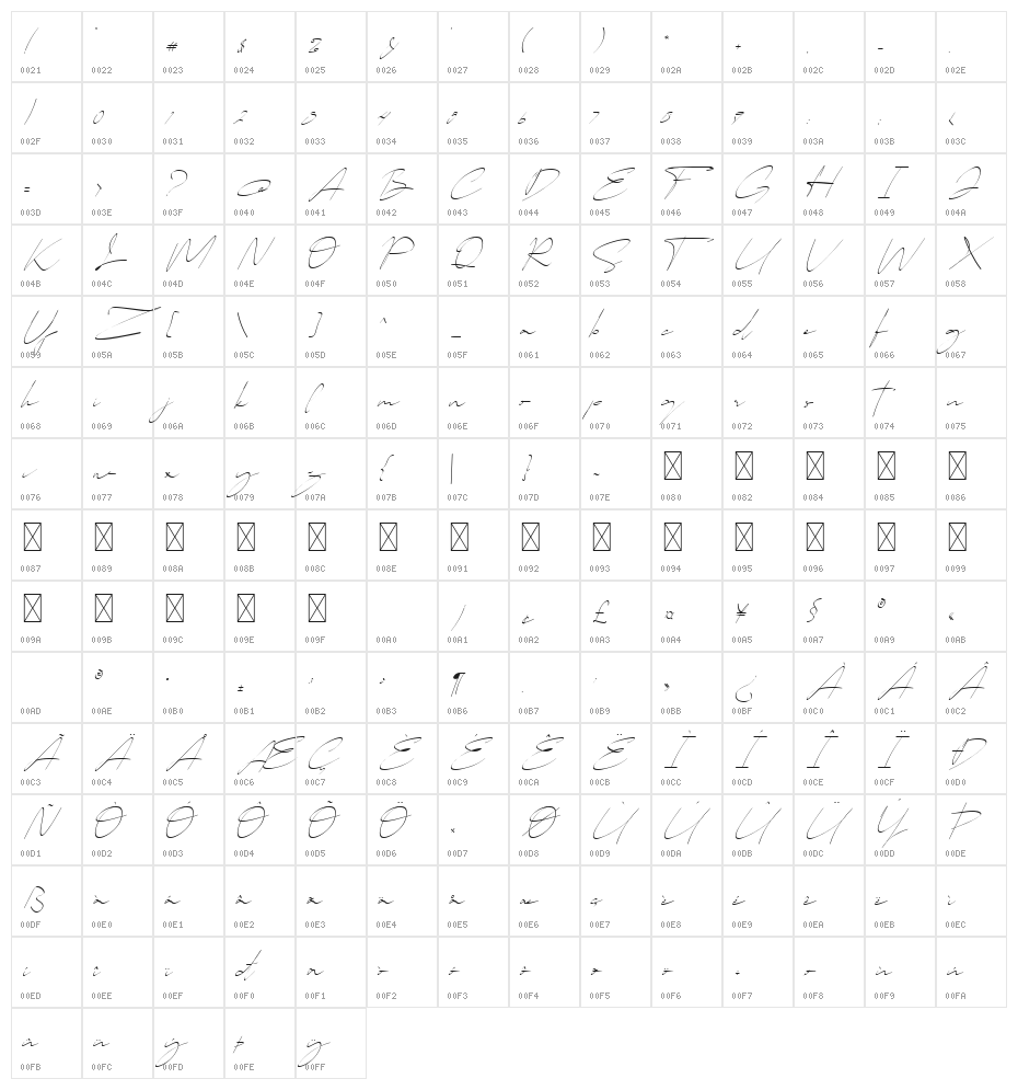 Callihgra Free Regular Character Map