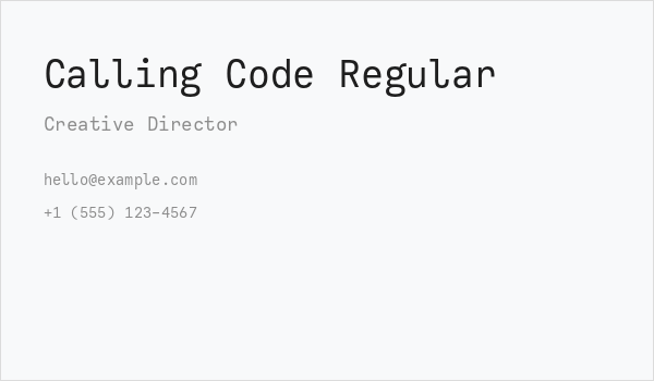 Calling Code Regular Business Card