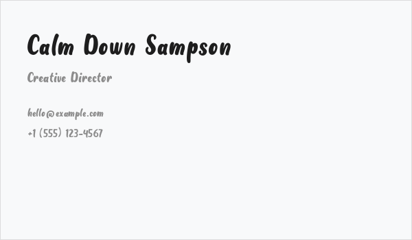 Calm Down Sampson Business Card