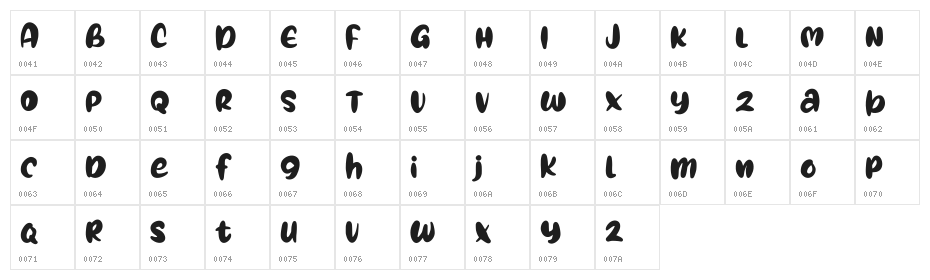 Calose FREE Character Map