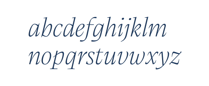 Calvino Grande Trial Extralight Italic Lowercase