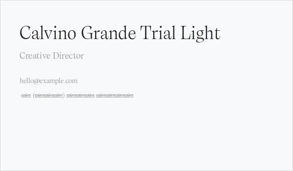 Calvino Grande Trial Light Business Card