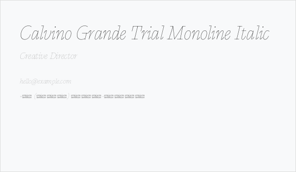 Calvino Grande Trial Monoline Italic Business Card