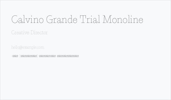 Calvino Grande Trial Monoline Business Card