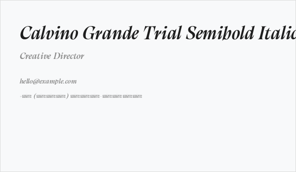 Calvino Grande Trial Semibold Italic Business Card