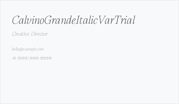 CalvinoGrandeItalicVarTrial Business Card