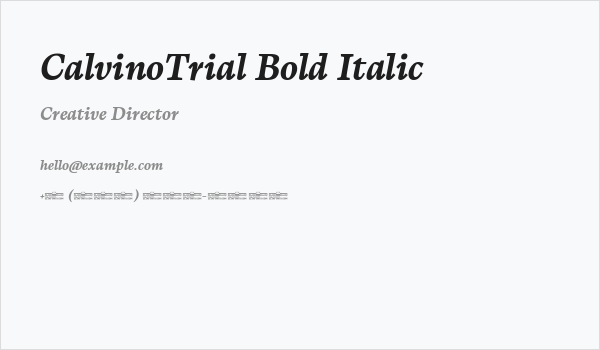 CalvinoTrial Bold Italic Business Card