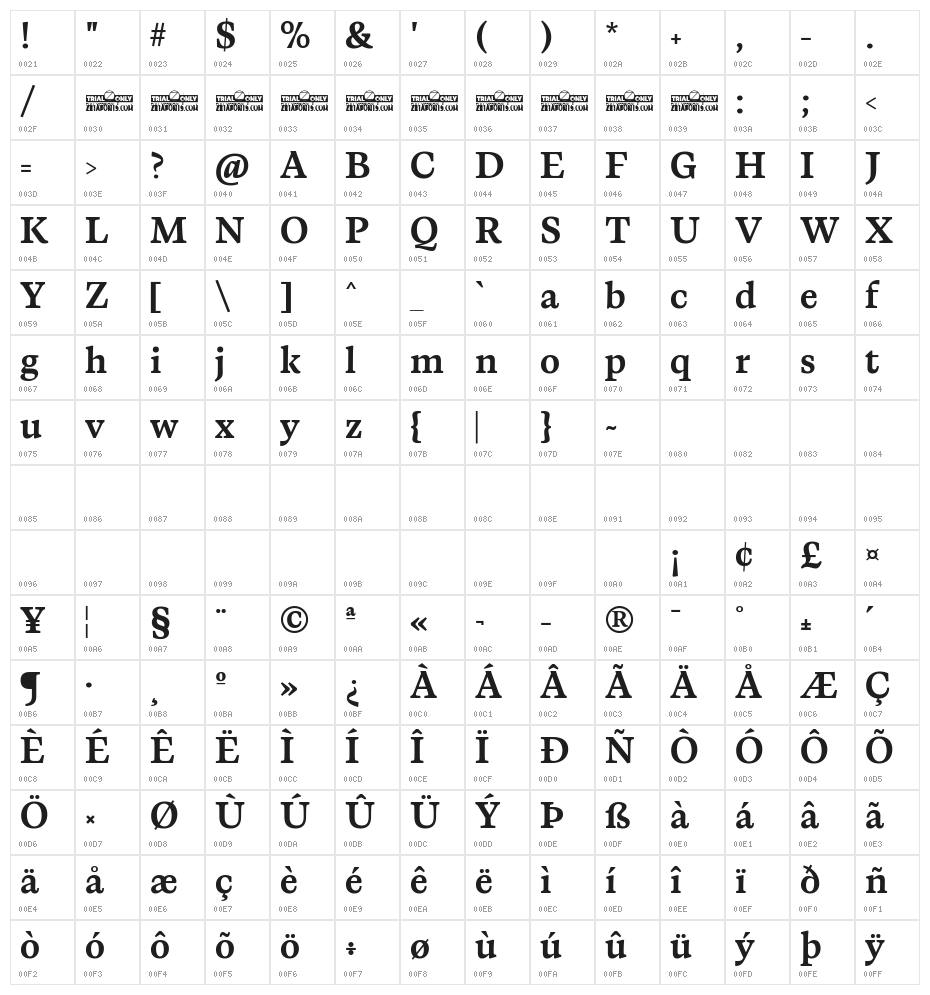 CalvinoTrial Bold Character Map