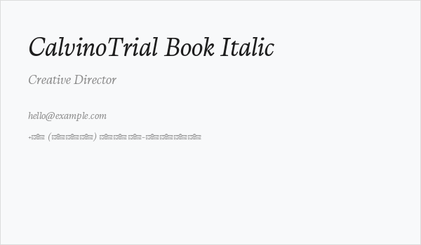 CalvinoTrial Book Italic Business Card