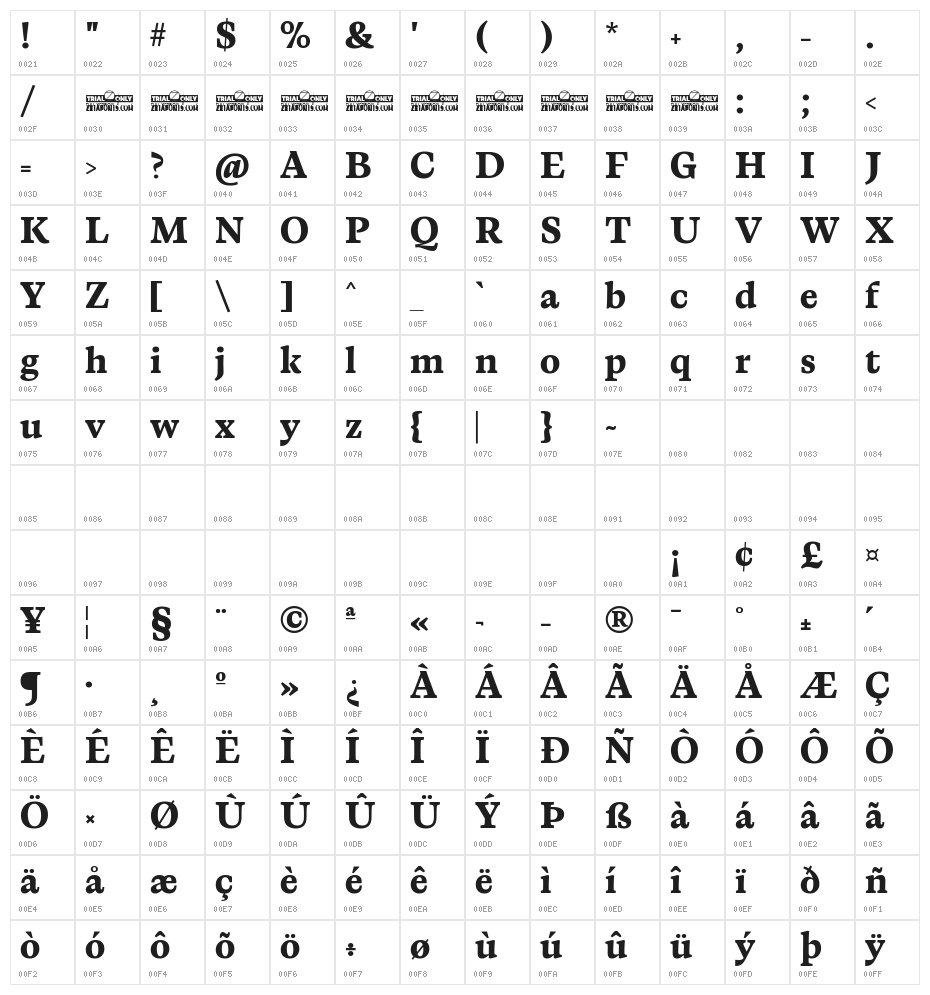 CalvinoTrial Extrabold Character Map
