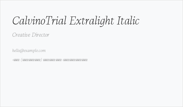 CalvinoTrial Extralight Italic Business Card