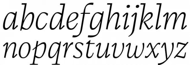 CalvinoTrial Extralight Italic Schriftart Kleinbuchstaben
